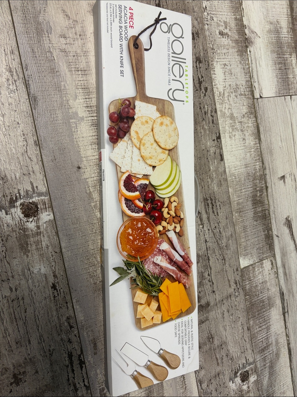 Gallery Long Wooden Charcuterie Serving Board with Light Brown Finish